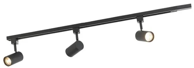Интелигентна релсова система за осветление черна, включваща 3 WiFi GU10 1-фазна - Iconic Jeana