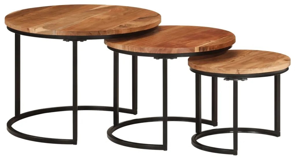 353900 vidaXL Стифиращи маси, 3 бр, акация масив