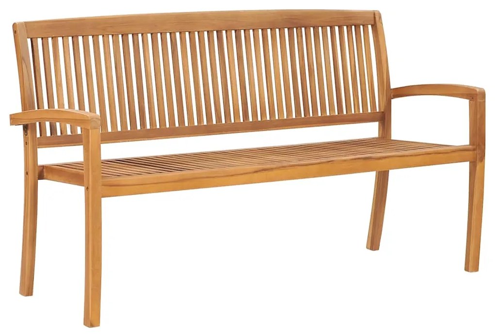 3063307 vidaXL Стифираща градинска пейка с възглавница, 159 см, тик масив