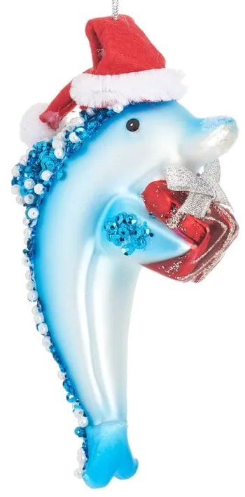 Стъклена ръчно изработена коледна украса 12,5 cm Dolphin – Sass & Belle