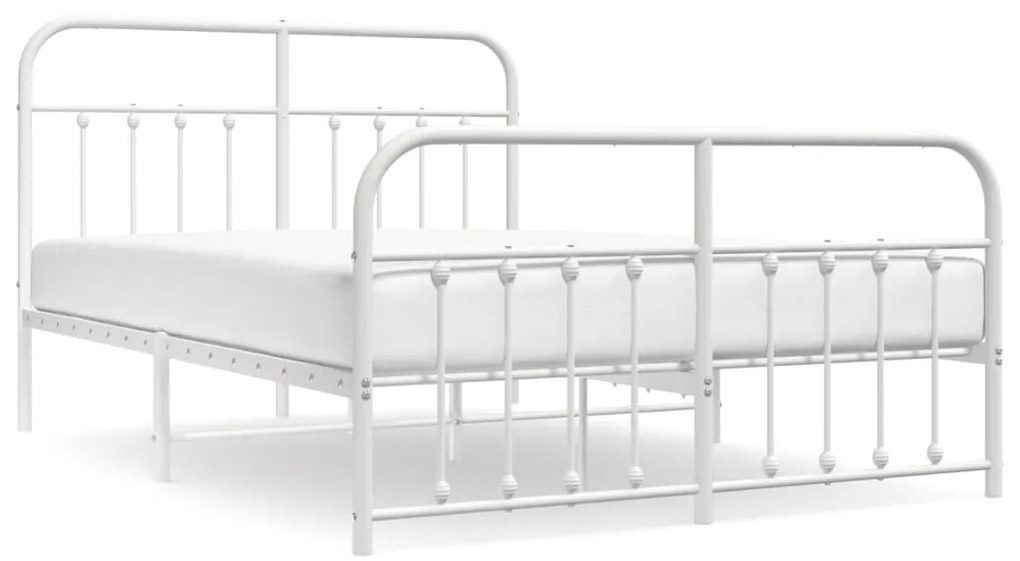 352646 vidaXL Метална рамка за легло с горна и долна табла, бяла, 140x200 см