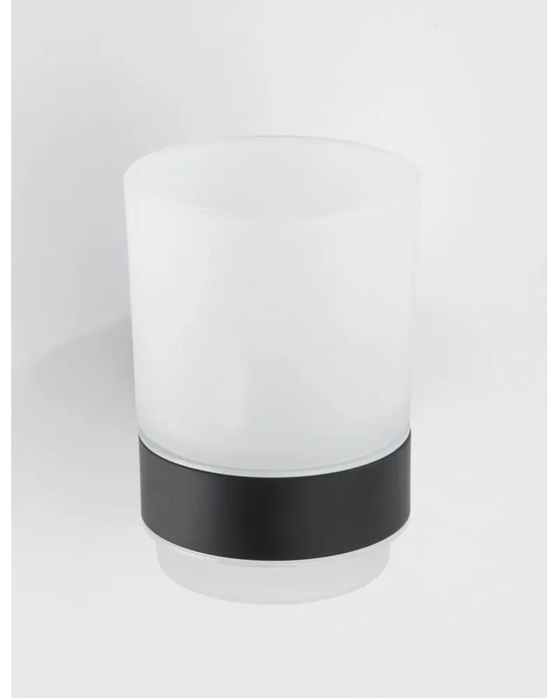 Матово черно стенна стъклена чаша за четки за зъби Bosio – Wenko