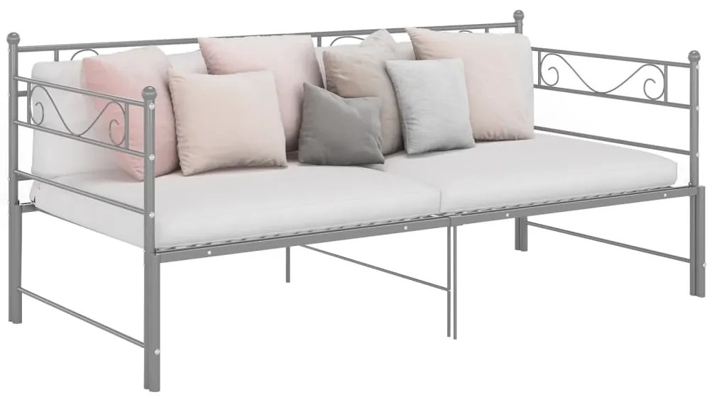 324772 vidaXL Рамка за легло, разтегателен диван, сива, метал, 90x200 см