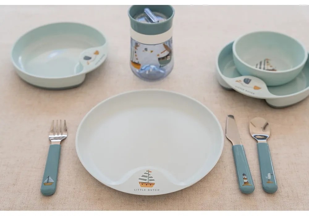 Детски прибори от неръждаема стомана в светлозелено и сребристо 3 броя Little farm - Mepal