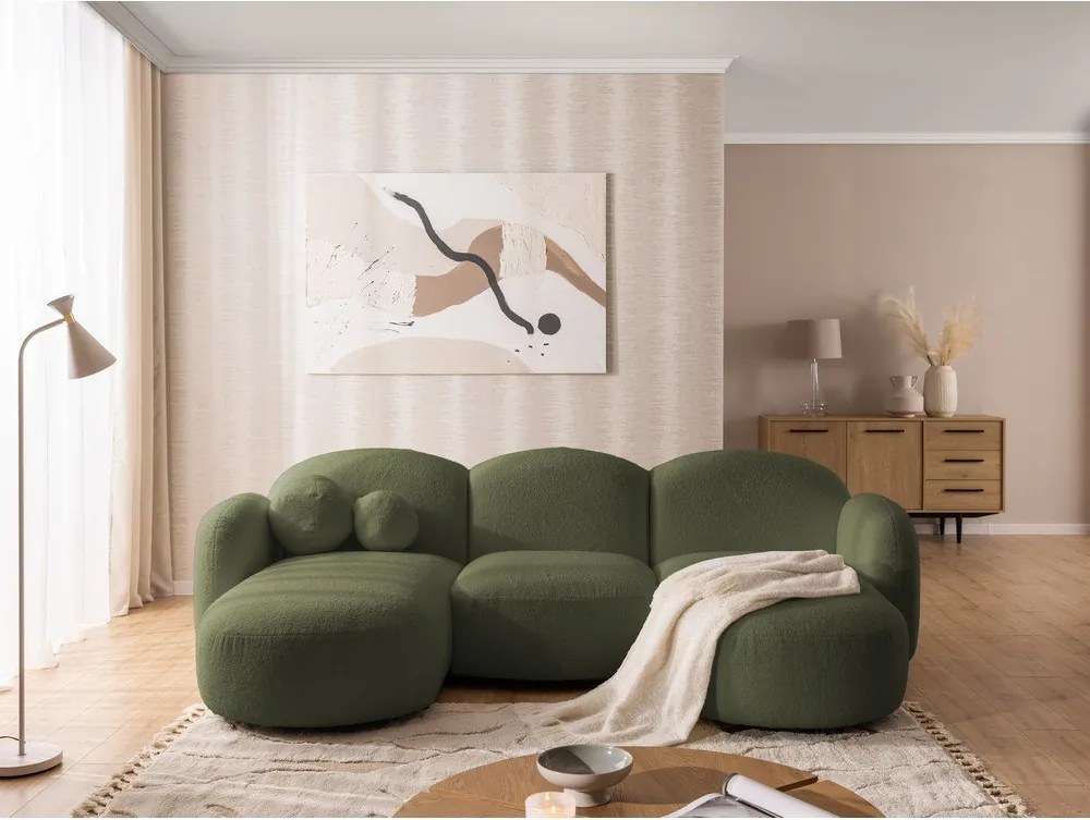 Зелен ъглов диван от букле (U форма) Orbit – Ropez