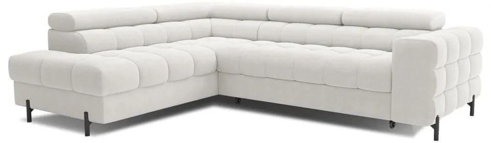 Кремав сгъваем/с място за съхранение ъглов диван от прежда с примки от букле (ляв ъгъл/L форма) Ferucce – ELTAP