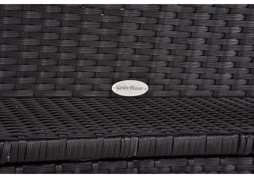 Черна градинска пейка от изкуствен ратан Ferrara – Garden Pleasure