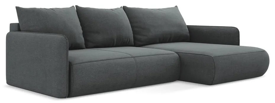 Сив разтегателен ъглов диван с място за съхранение (десен ъгъл) Nanea – Makamii