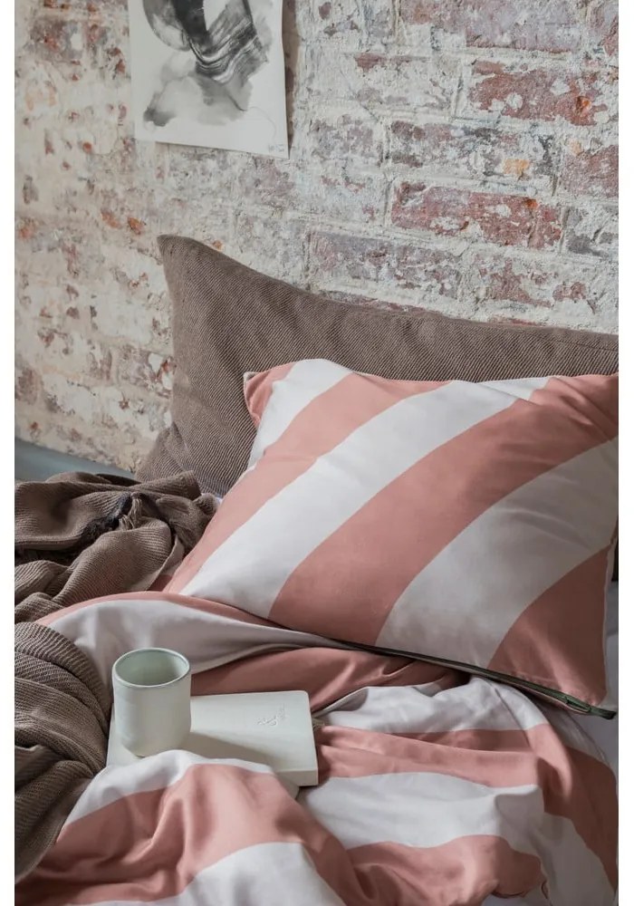 Единично спално бельо от памучен сатен в тухлен и бежов цвят 140x200 cm Diagonal – Mette Ditmer Denmark