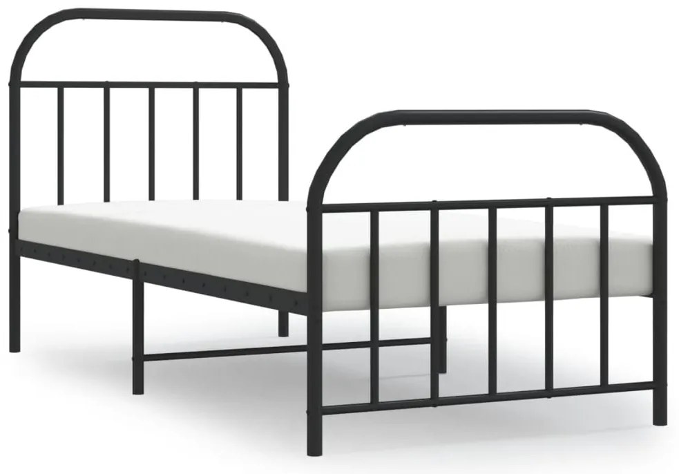 353646 vidaXL Метална рамка за легло с горна и долна табла, черна, 90x200 см