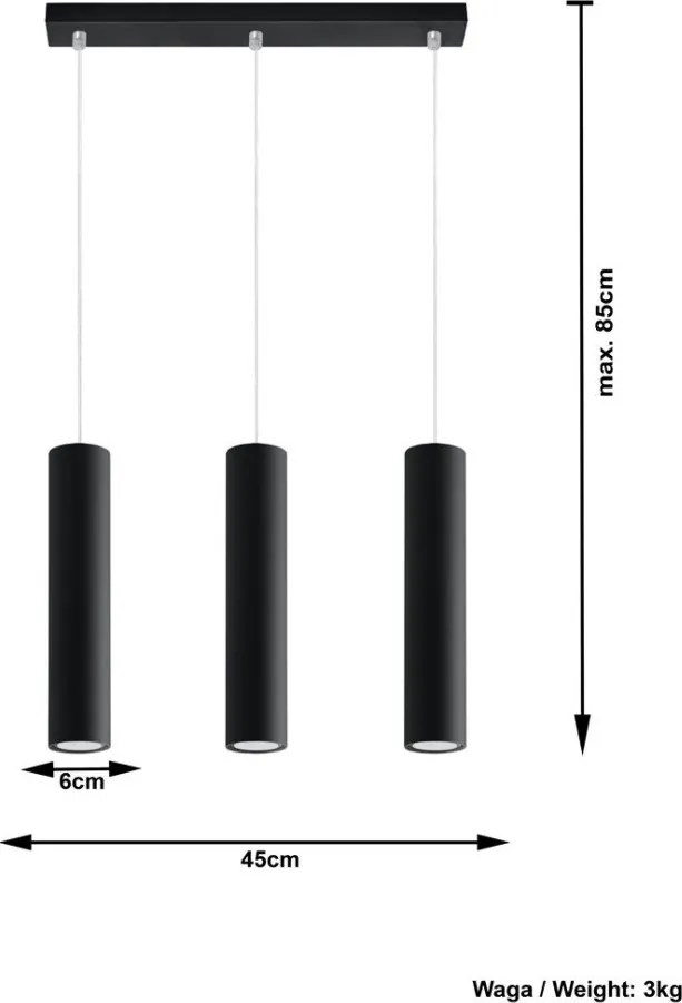 Черно метално висящо осветително тяло Castro – Sollux