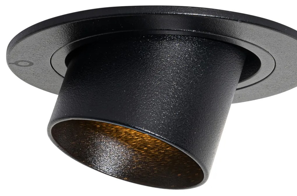 Set van 6 inbouwspots zwart GU10 35mm rond kantelbaar - Installa