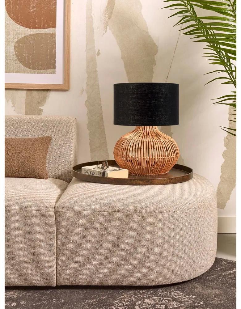 Настолна лампа с текстилен абажур в черен и естествен цвят (височина 48 cm) Kalahari - Good&amp;Mojo