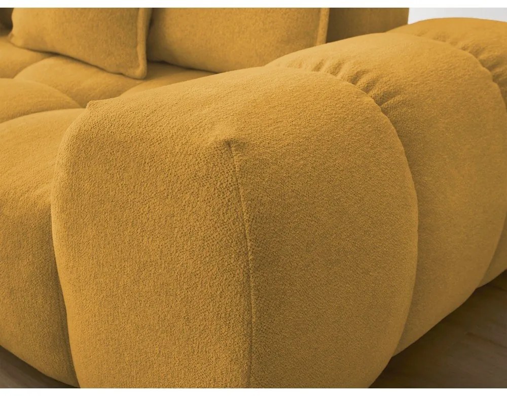 Шенилов сгъваем/с място за съхранение ъглов диван в цвят горчица (ляв ъгъл/L форма) Everest – Bobochic Paris