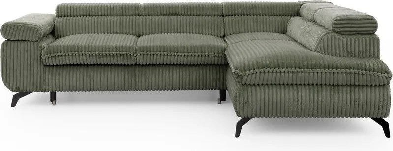 Зелен ъглов диван от рипсено кадифе (десен ъгъл L форма) Marbeya – Ropez