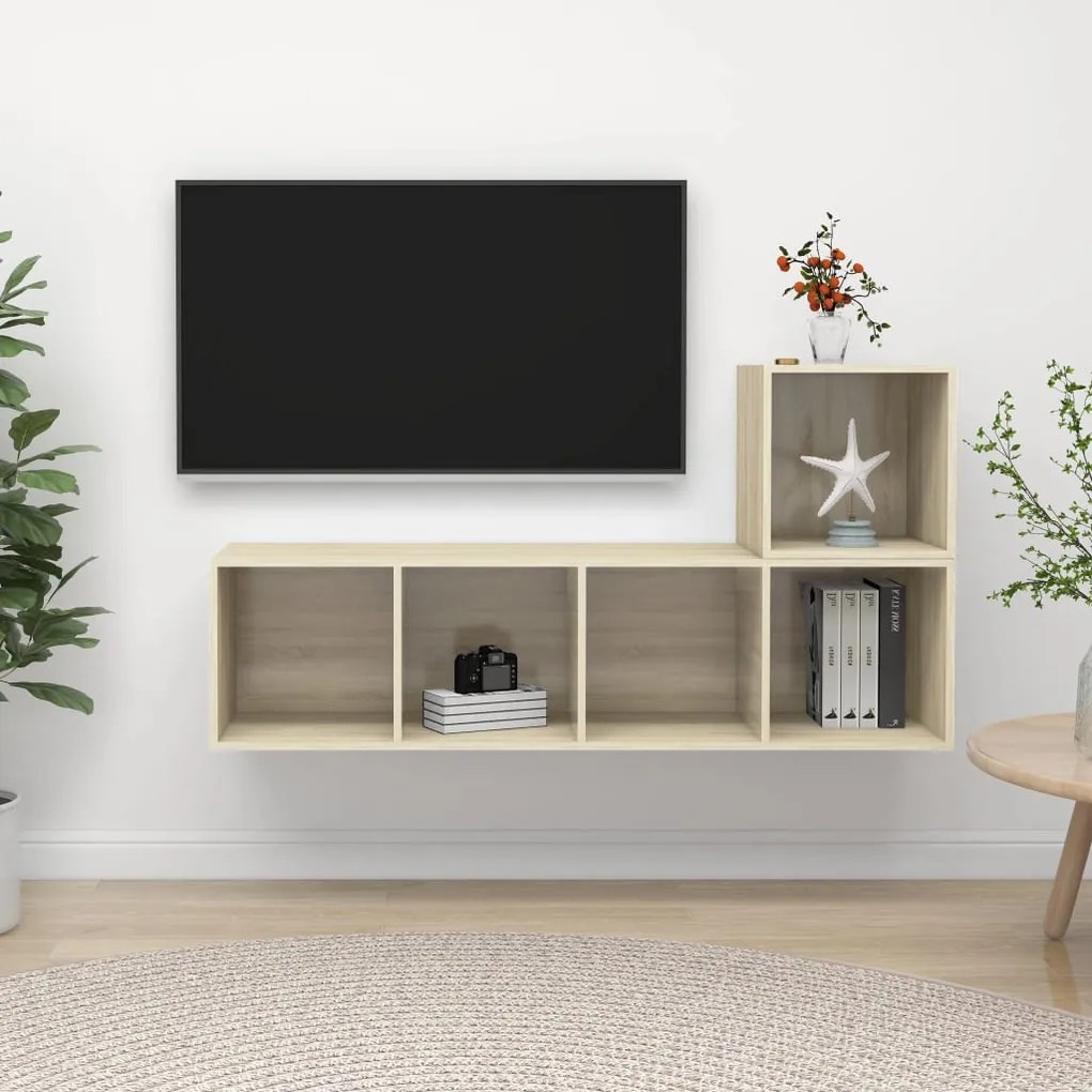 3079802 vidaXL Комплект ТВ шкафове от 2 части, дъб сонома, инженерно дърво