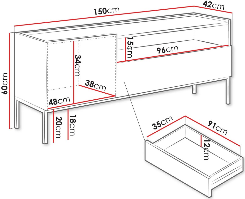 ТВ шкаф Como 1D1SZ-Кашмир