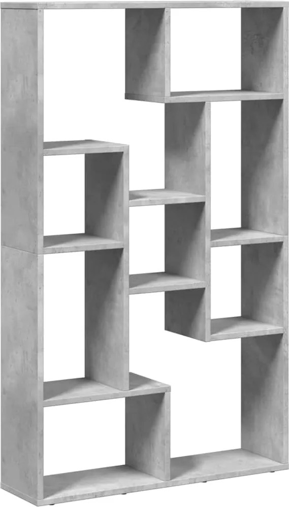 858159 vidaXL Библиотека, бетонно сива, 72x20x120,5 см, инженерно дърво