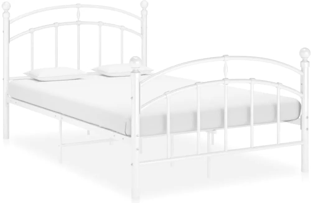 324974 vidaXL Рамка за легло, бяла, метал, 120x200 cм