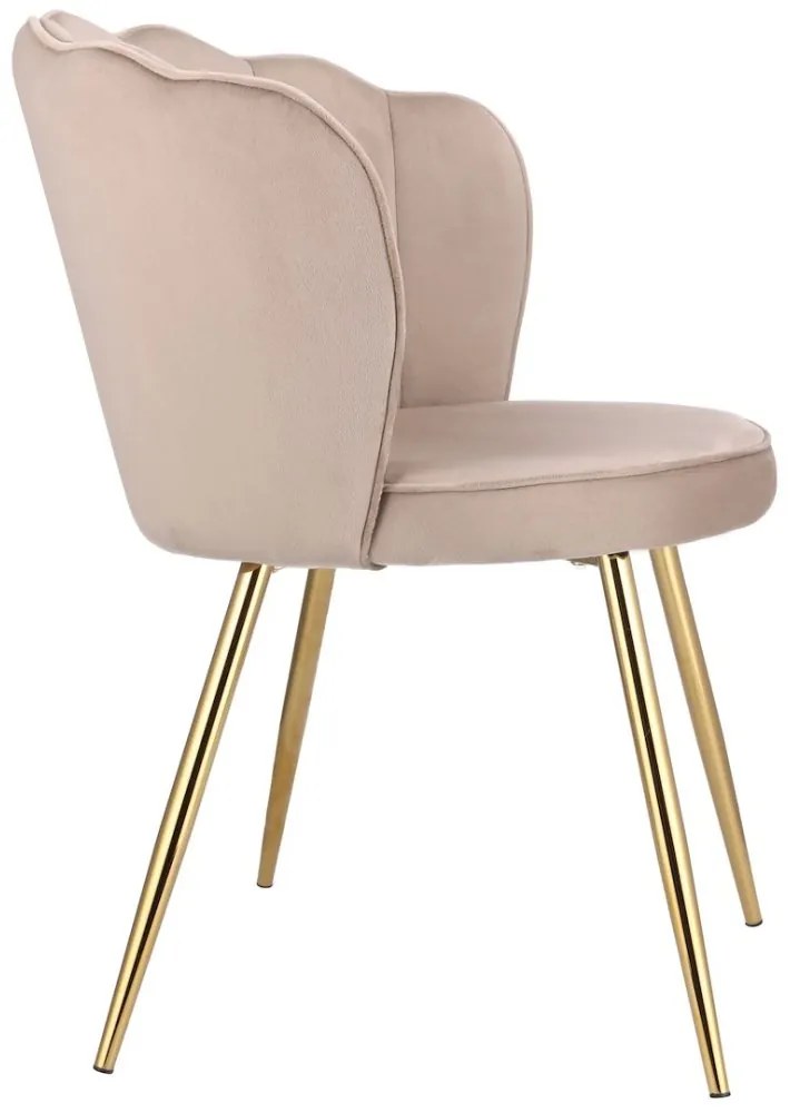 Кадифен стол за хранене FIORE във формата на раковина Бежово