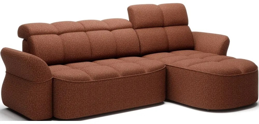 Теракотен кадифен сгъваем/с място за съхранение ъглов диван (десен ъгъл) Beneth – ELTAP