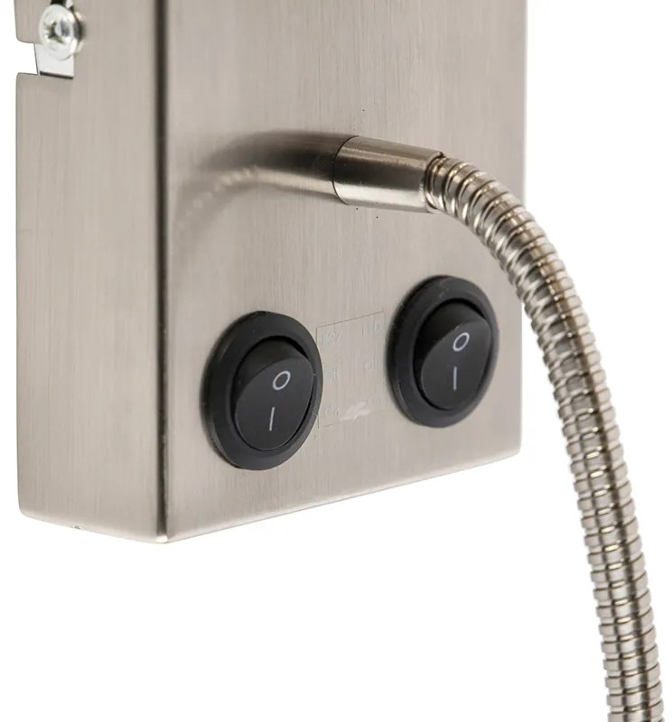 Модерен стенен аплик стомана с сив памучен абажур - Stacca