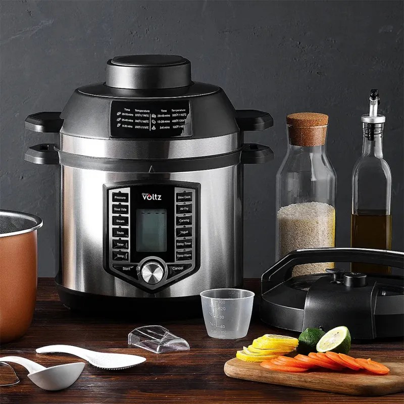 Втора ръка: Мултикукър под налягане и Фритюрник Air Fryer 2в1 Oliver Voltz OV51985G6, 6L, 1500W, 44 функции, 12 програми, Инокс