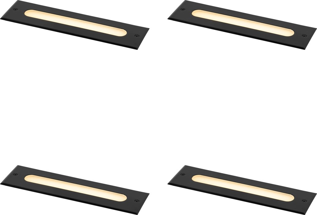 Комплект от 4 модерни наземни прожектора черни 30 см вкл. LED IP65 - Eline