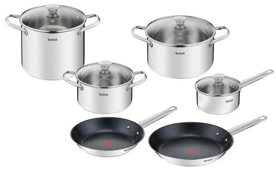 Tefal - Комплект готварски съдове 10 бр. COOK EAT неръждаем