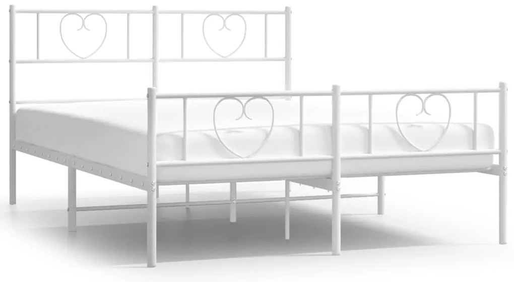 355527 vidaXL Метална рамка за легло с горна и долна табла, бяла, 120x190 см