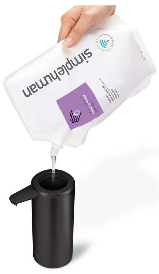 Матово-черен безконтактен стоманен дозатор за сапун 414 ml - simplehuman