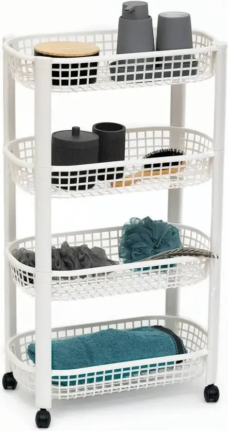 Кухненска количка 5five, 4 нива - Бял