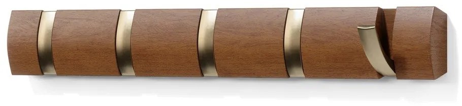 Кафява стенна закачалка от масивна топола Flip – Umbra