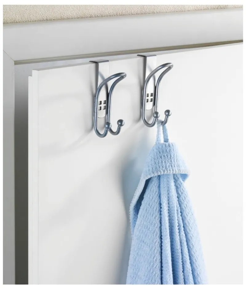 Комплект от 2 куки за окачване на врати в сребристо Кука за врата - Wenko