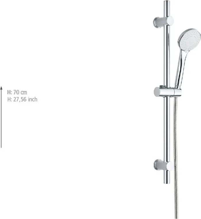 Душ комплект от неръждаема стомана в сребрист цвят с подвижен държач 70 cm Uno – Allstar