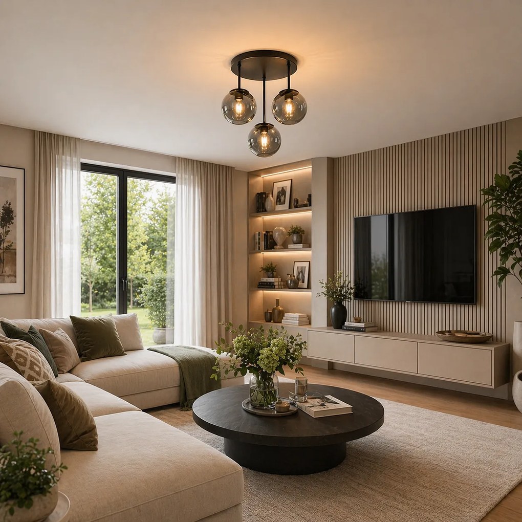 Полилей ГАЛА, черен/сив, 3xE27