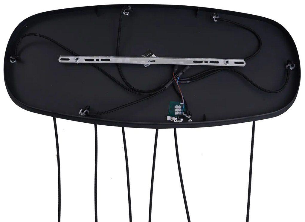 Модерен висящ полилей черен с димно стъкло 6-светлинен - Duplantis