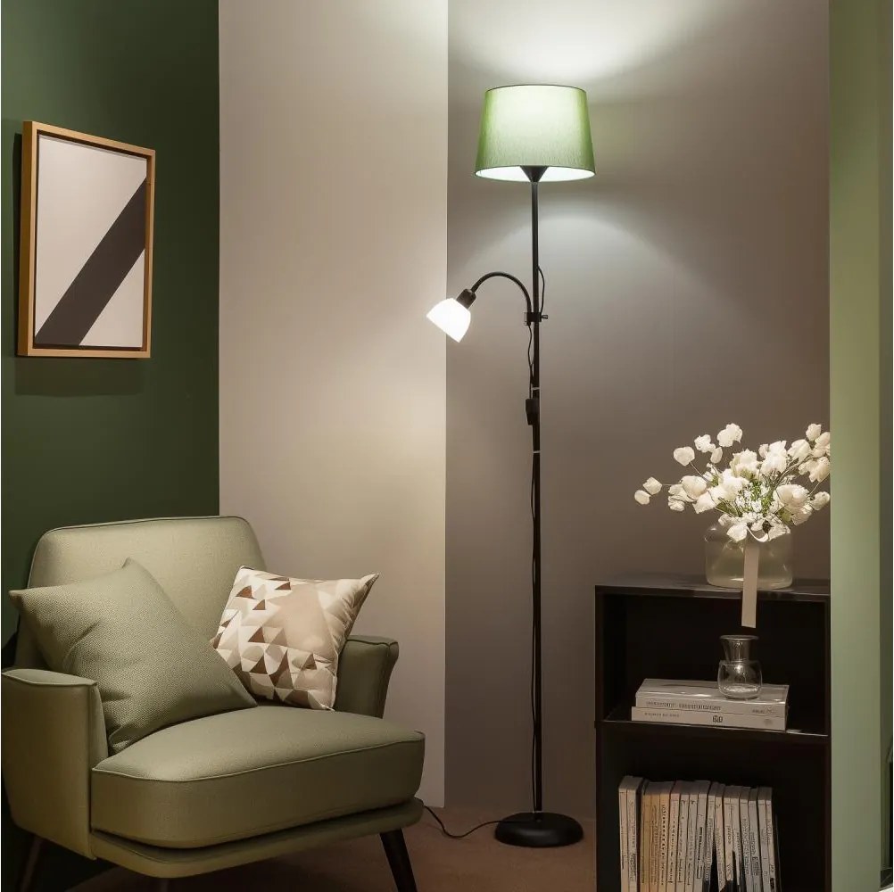 Brilagi - Подова лампа CERIA 2 в 1 1xE27/100W/230V + 1xE14/25W черна/зелена