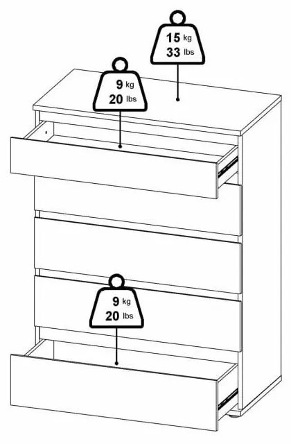Висок скрин от декор от дъб естествен 77x107 cm Nova – Tvilum