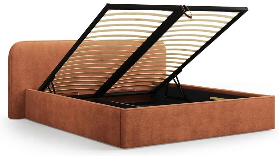 Двойно тапицирано легло с място за съхранение с включена подматрачна рамка в тухлен цвят 160x200 cm Elizabeth – Micadoni