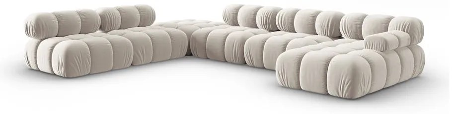 Бежов кадифен модулен ъглов диван (ляв ъгъл/U форма) Bellis – Micadoni