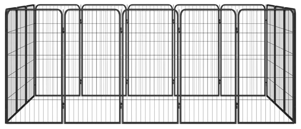 Заграждение за куче черно 16 панела 50x100 см прахово боядисано