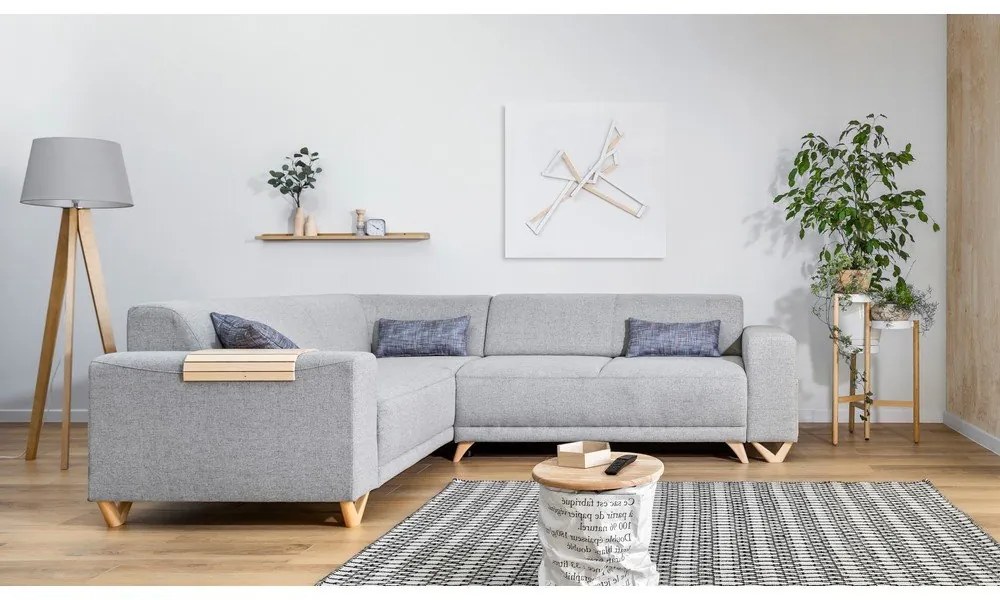 Светлосив разтегателен/с място за съхранение ъглов диван (ляв ъгъл/L форма) Classy Sophie – Miuform