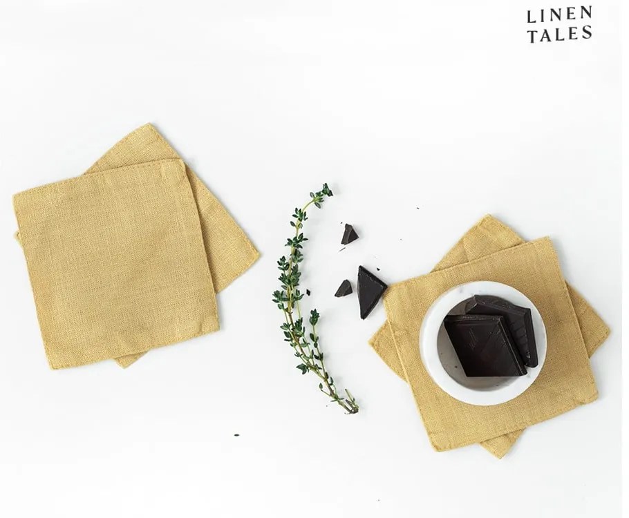 Жълти подложки от плат в комплект от 4 - Linen Tales