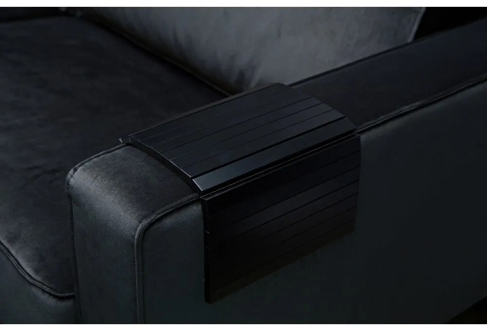 Черен гъвкав дървен подлакътник за диван WOOOD Tray