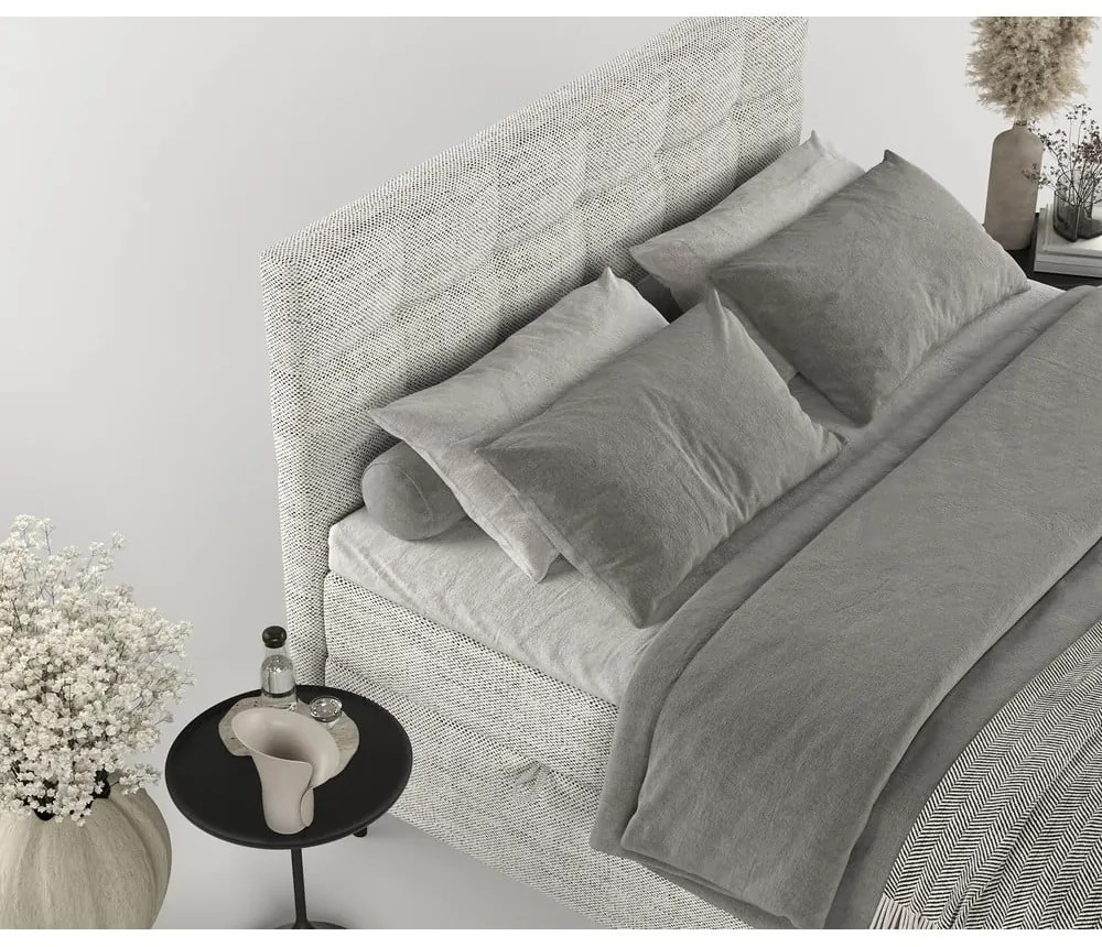 Светлосиво боксспринг легло с място за съхранение 180x200 cm Urbaneo – Maison de Rêve