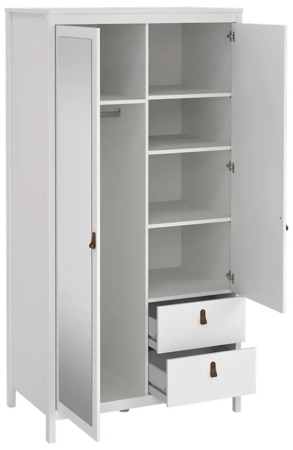 Бял гардероб с огледало 102x199x58 cm Madrid – Tvilum