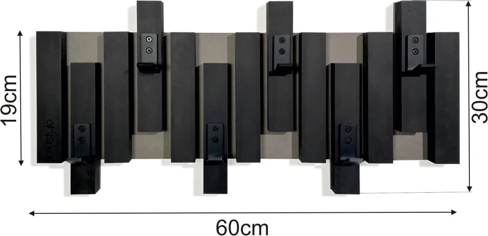 Черна стенна закачалка за дрехи Šírka: 40 cm | Výška: 30 cm