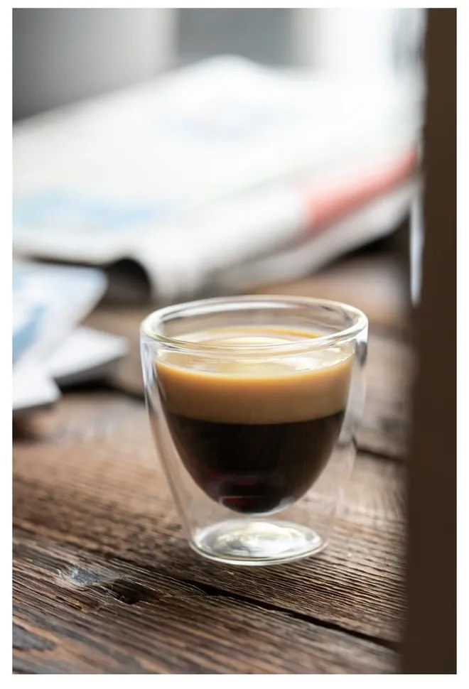 Стъклени чаши в комплект 2 бр. за еспресо/с двойни дъна 80 ml Amo – Vialli Design