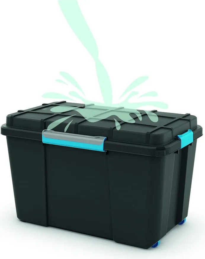 Черна пластмасова кутия за съхранение с капак 73,5x44,5x46 cm Scuba Box – KIS